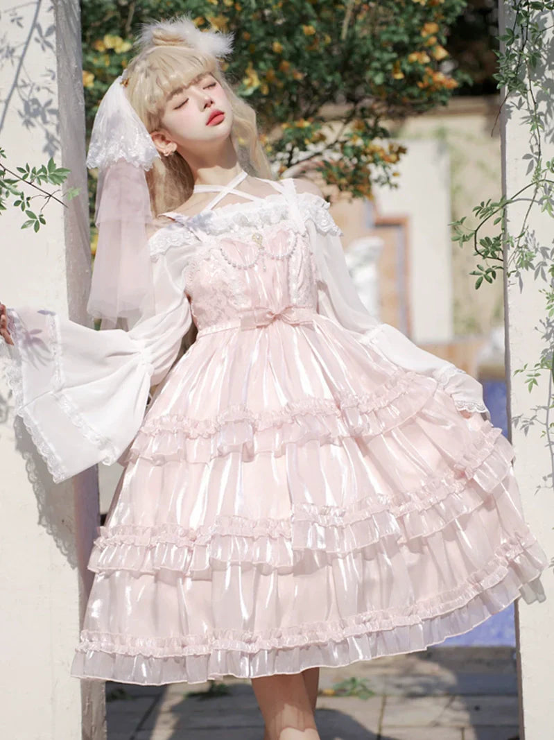 Starry Love Melody Original JSK Three-Tiered Cake Skirt Solid Color Lolita Suspender Dress