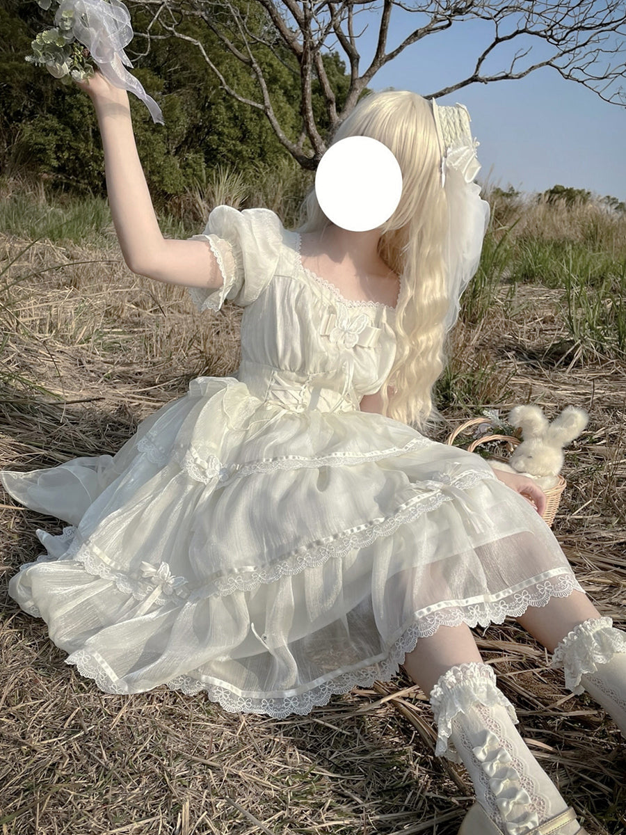 Summer Short-Sleeve Wedding OP Dress Plus Size Slimming Lolita Dress Elegant Gothic Lolita Dress