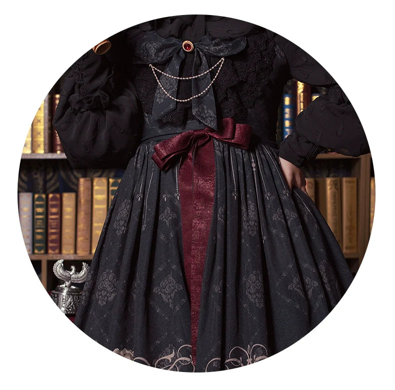 [Nightingale and Rose JSK] Original Design Lolita Dress with CLA Print Birdcage Pattern for Autumn and Winter