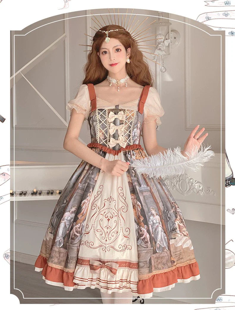 Original Lolita Dress "Constantine OP" Oil Painting Pattern, Classic Retro Lolita Dress