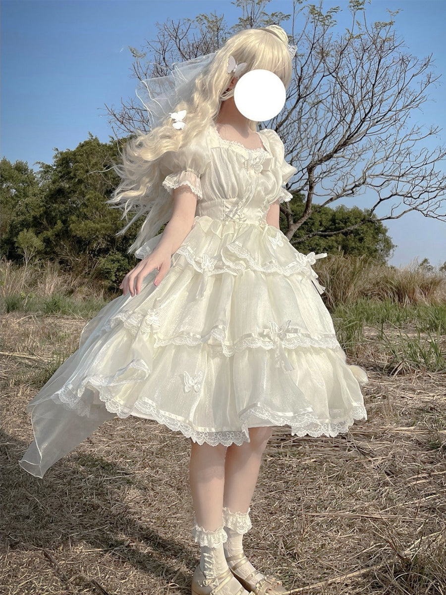 Summer Short-Sleeve Wedding OP Dress Plus Size Slimming Lolita Dress Elegant Gothic Lolita Dress