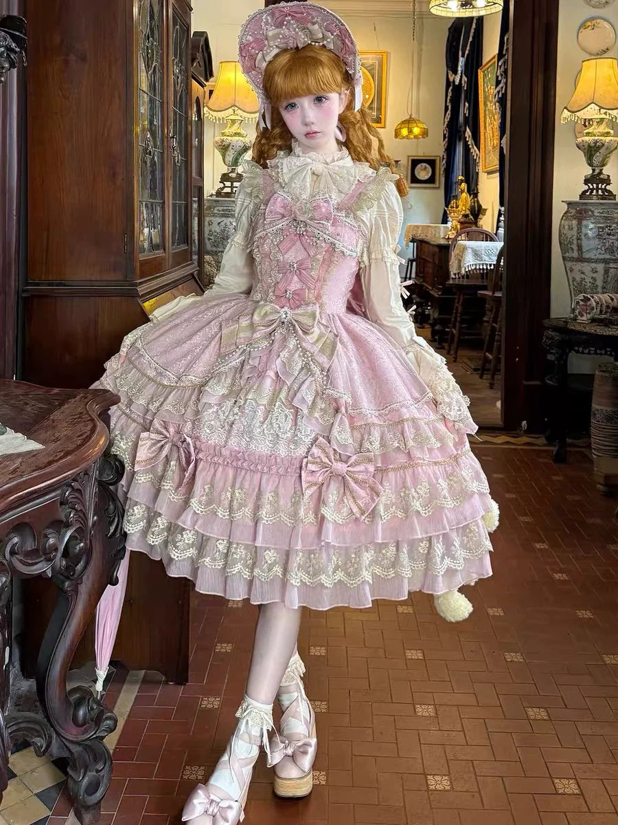 Gothic Lolita Dress with Intricate Lace and Elegant Bows - multiple colors Fantasy Style