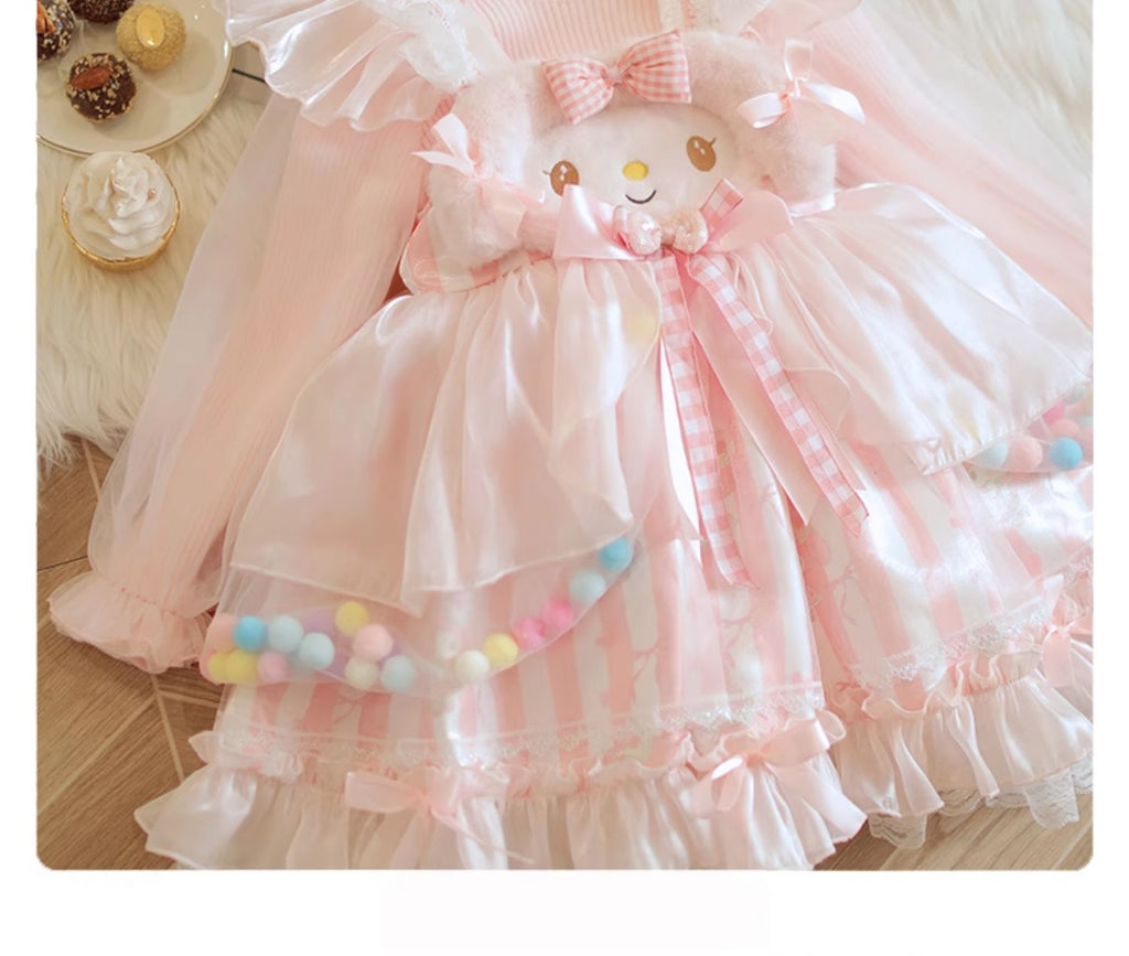 Adorable Pastel Pink Lolita Princess Dress for Girls - Spring and Autumn Collection