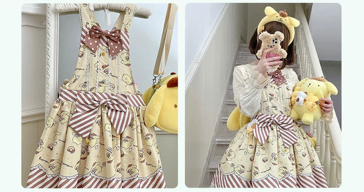 Sanrio Super Cute Sweet JSK Lolita Dress with Striped Trim & Bow