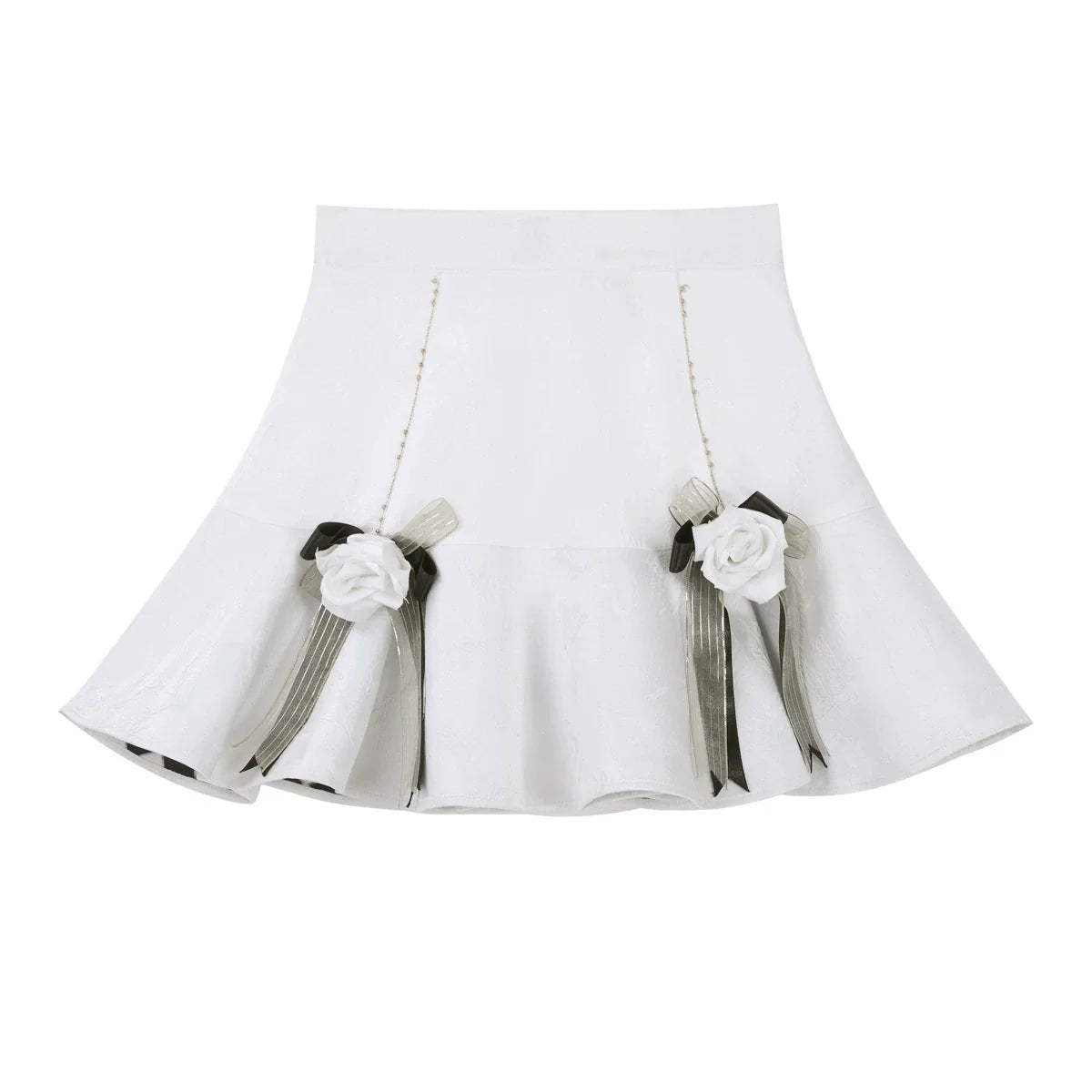 White Gothic-style dress set: court-inspired top and mermaid skirt with waist belt