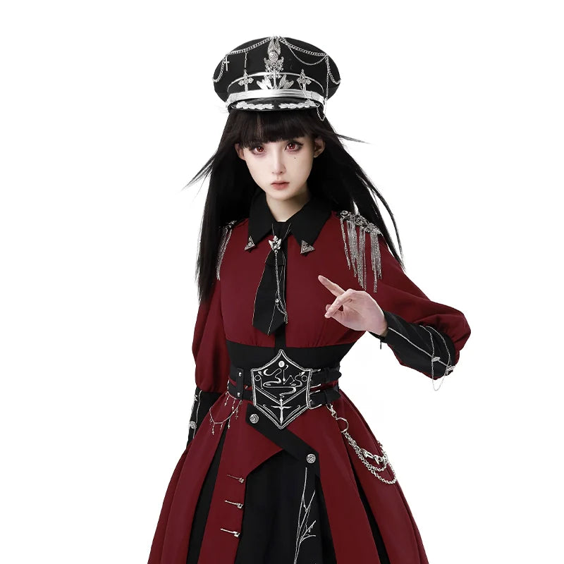 Gothic - style Long Cloak - holding Design, Embellished with Intricate Silver Patterns and Elegant Hat