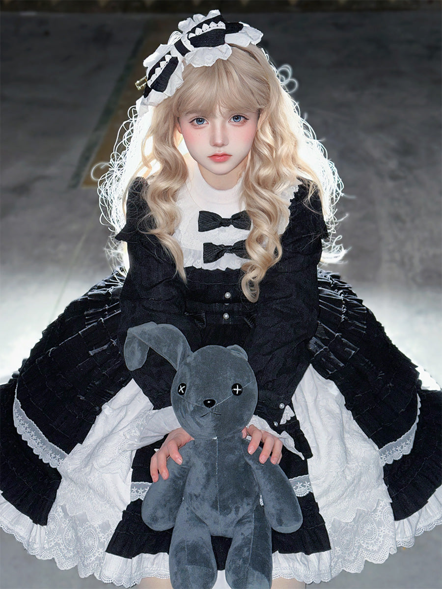 Elegant Doll-like Lolita OP - Retro Charm and Multifunctional Details