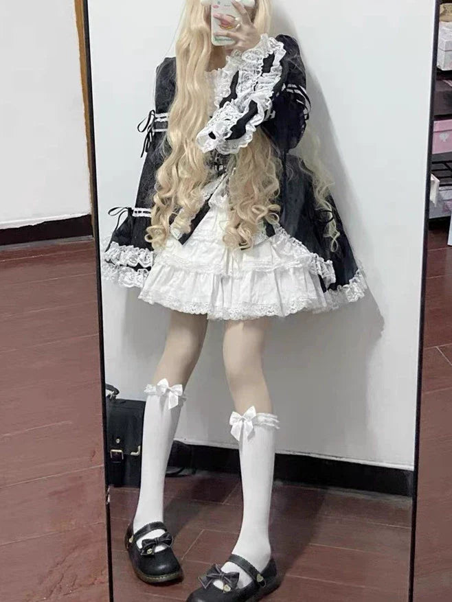 [Multi-Colors-Available] Lace Garden Vintage Set-in Sleeve Cassical Lolita OP Dress