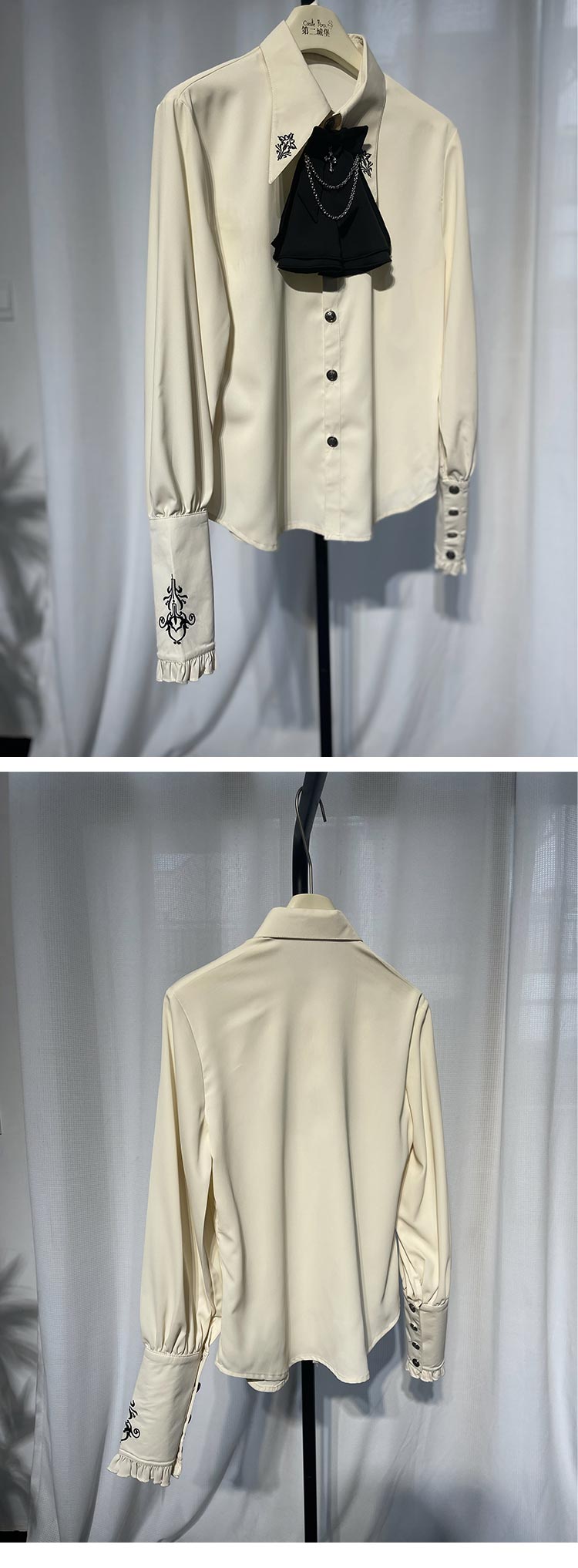 S-XL Original Ouji Shirt Top Black Prince Style Blouse for Female, Male