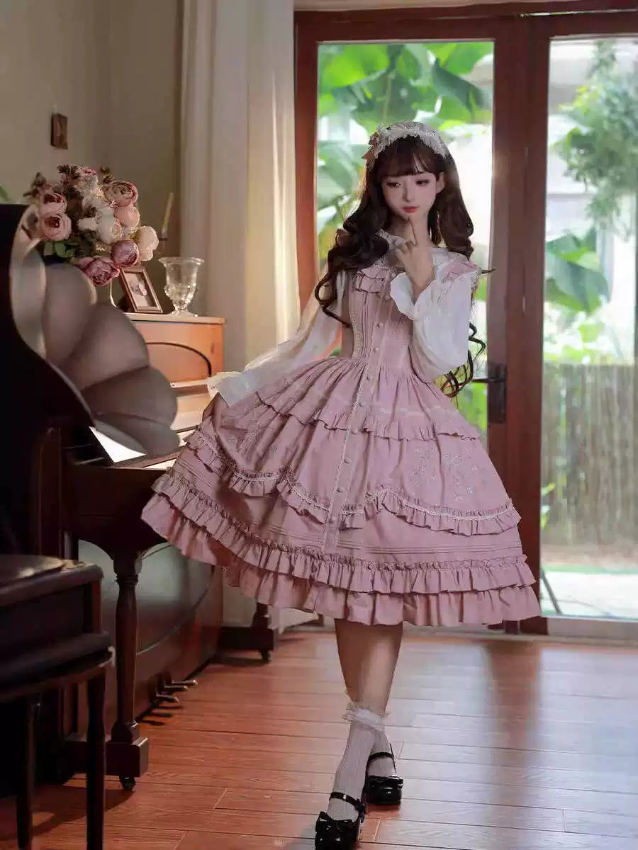[Mo Li] Elegant and Sweet Lolita Daily Embroidered JSK Dress