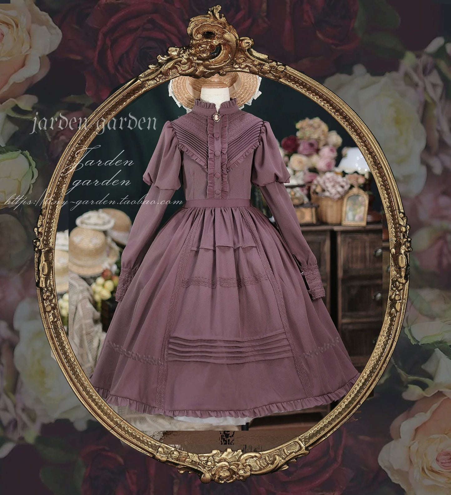 Black Forest Charm: Elegance Classic Vintage Lamb Leg Sleeve Stand-Up Collar Lolita OP Dress in Seven Colors
