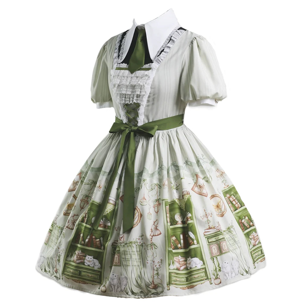 Original Enchanted Library Graceful Academy Style Short Sleeve OP Lolita Skirt