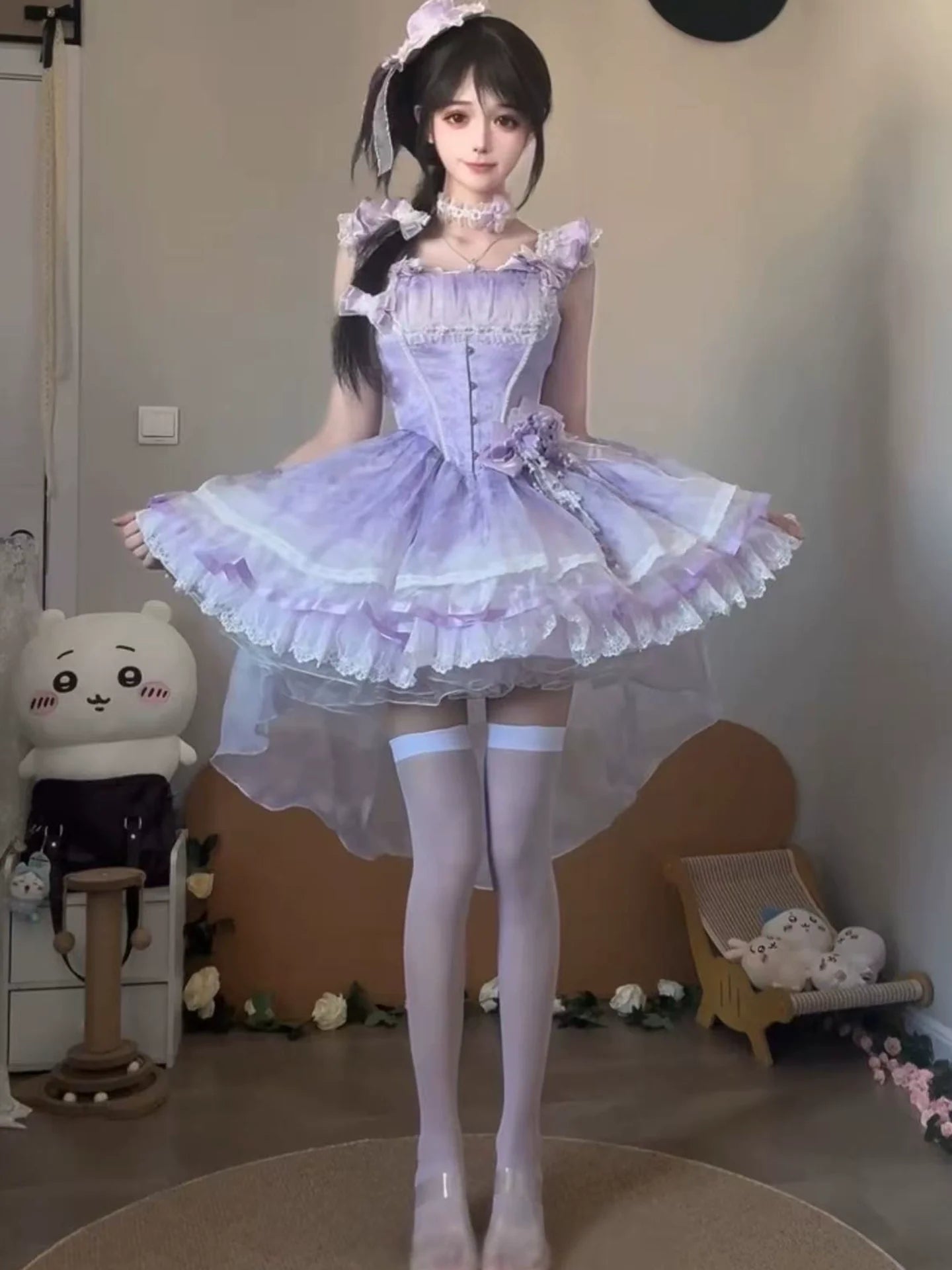 Dreamy Lavender Lolita Dress - Graceful High - Low Hem & Delicate Ruffles