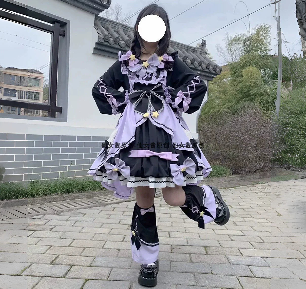 Kuromi Witch Lolita Dress - Dark Gothic Halloween Long Sleeve OP