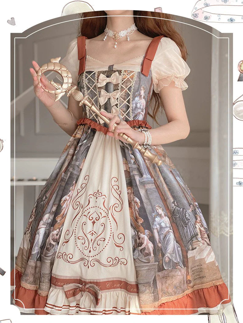 Original Lolita Dress "Constantine OP" Oil Painting Pattern, Classic Retro Lolita Dress