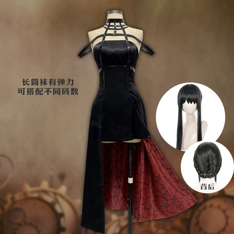 Gothic Contrast Lolita Shorts – High-Waisted Vinyl Cutout Ensemble with Crimson Satin Train & Cosplay-Ready Details