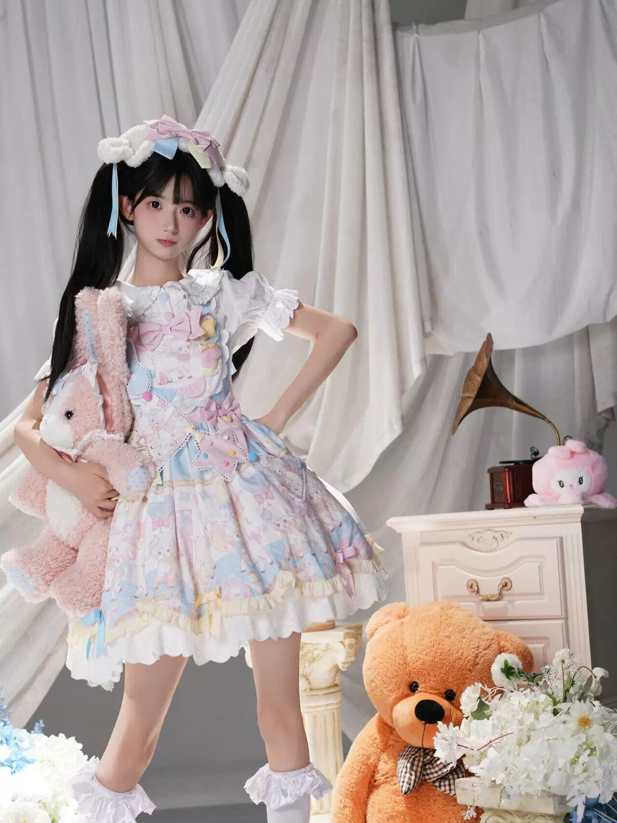 Cute lamb doll-like style sweet pink lolita jsk set