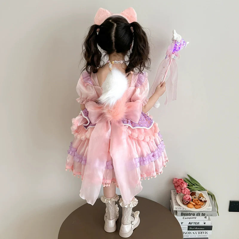 LinaBell Lolita Princess Dress for Girls 2025 New Summer Dress Children's Birthday Dress