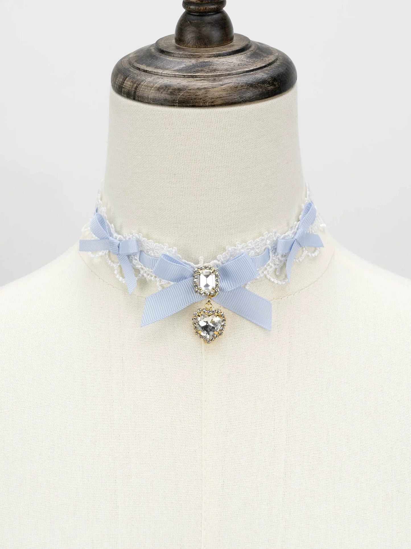 Edgy Punk Style Elaborate Double-Layer Necklace with Pearls and Gemstone Choker Lolita Collarbone Chain