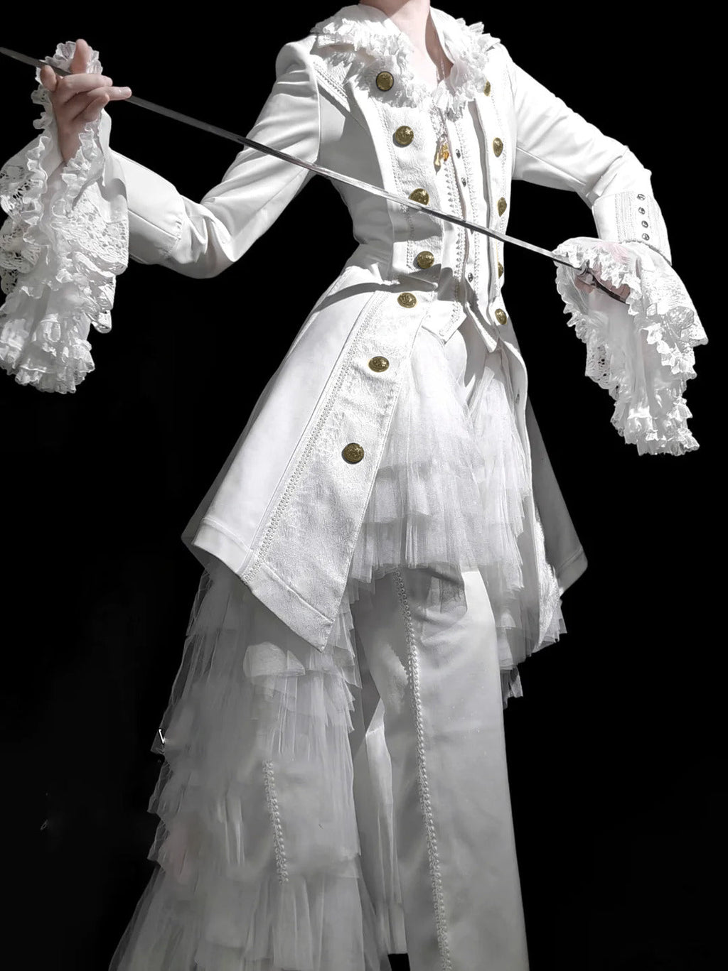 Elegant Black and White Lolita Coat - Versatile Gothic Statement Piece for Formal Events