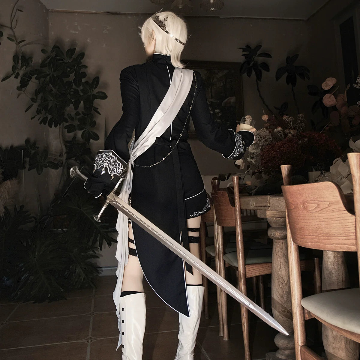 Vintage Dark Gothic Prince-style Suit with Suspenders and Shorts — Dashing and Handsome