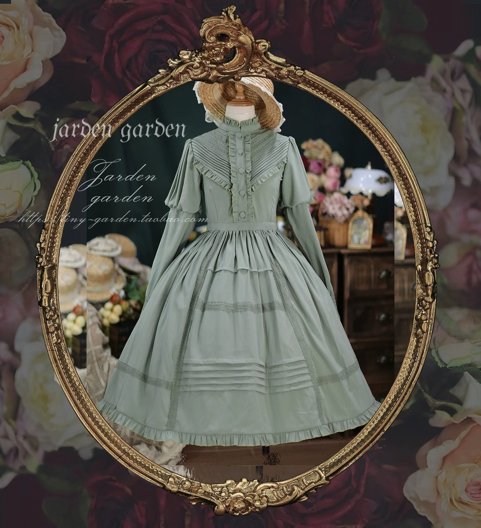 Black Forest Charm: Elegance Classic Vintage Lamb Leg Sleeve Stand-Up Collar Lolita OP Dress in Seven Colors