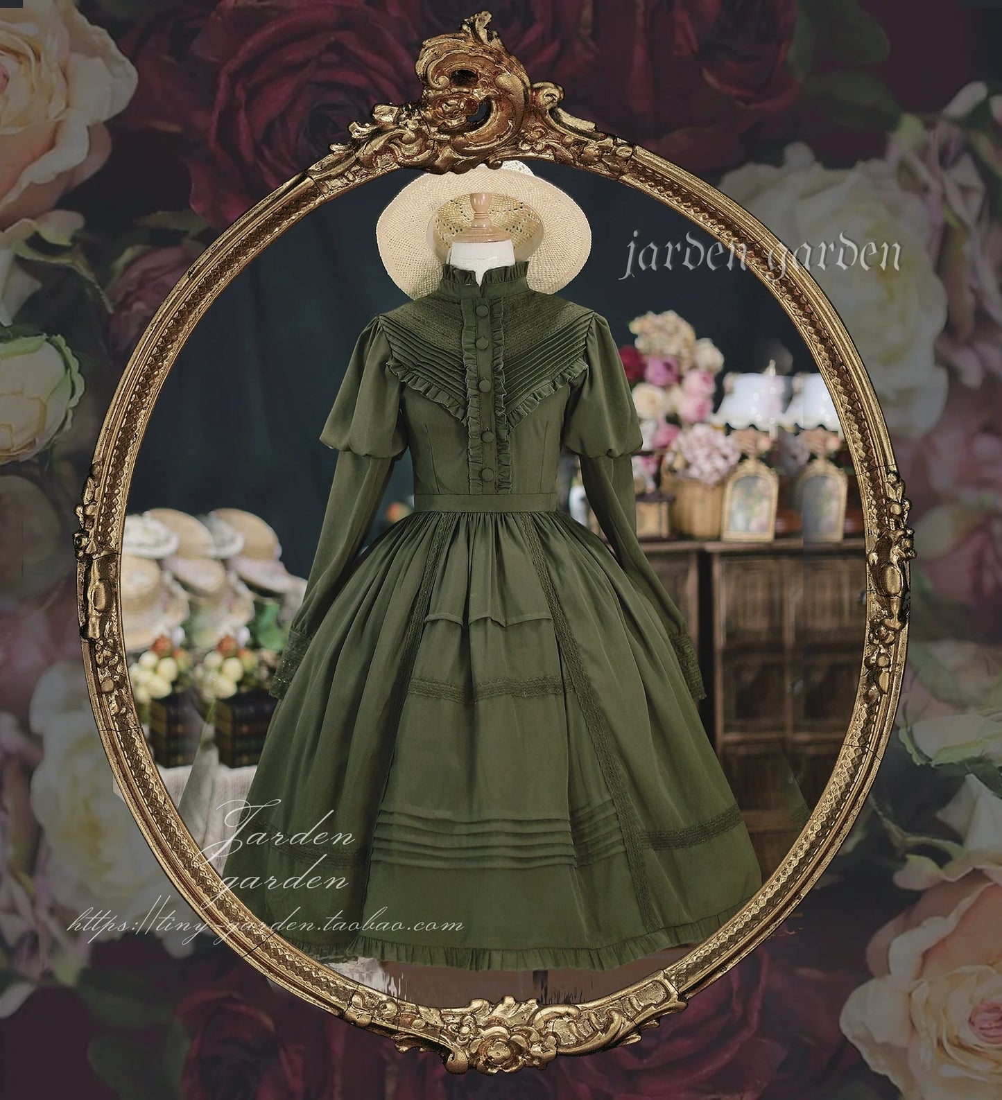 Black Forest Charm: Elegance Classic Vintage Lamb Leg Sleeve Stand-Up Collar Lolita OP Dress in Seven Colors