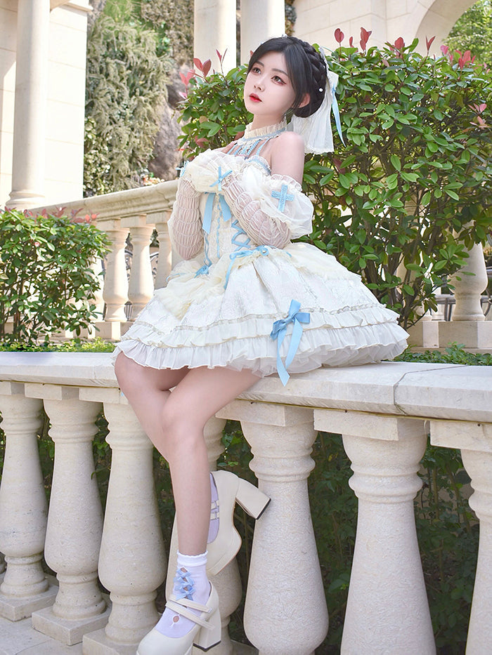 Fairy-Tale Ballet Doll Lolita Halter Dress with Corset Lace-Up and Ruffled Layers – Available in 8 Colors