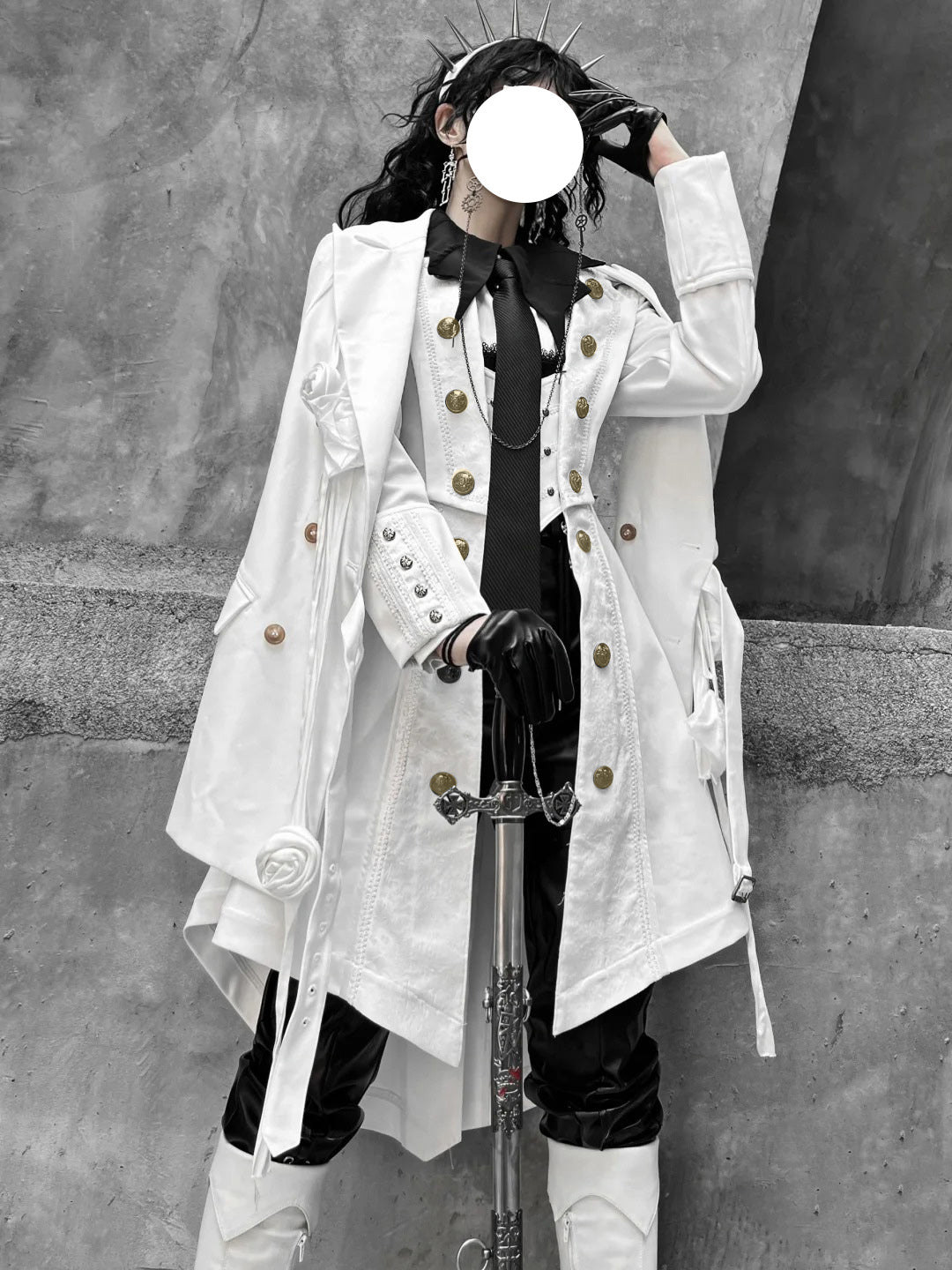 Elegant Black and White Lolita Coat - Versatile Gothic Statement Piece for Formal Events