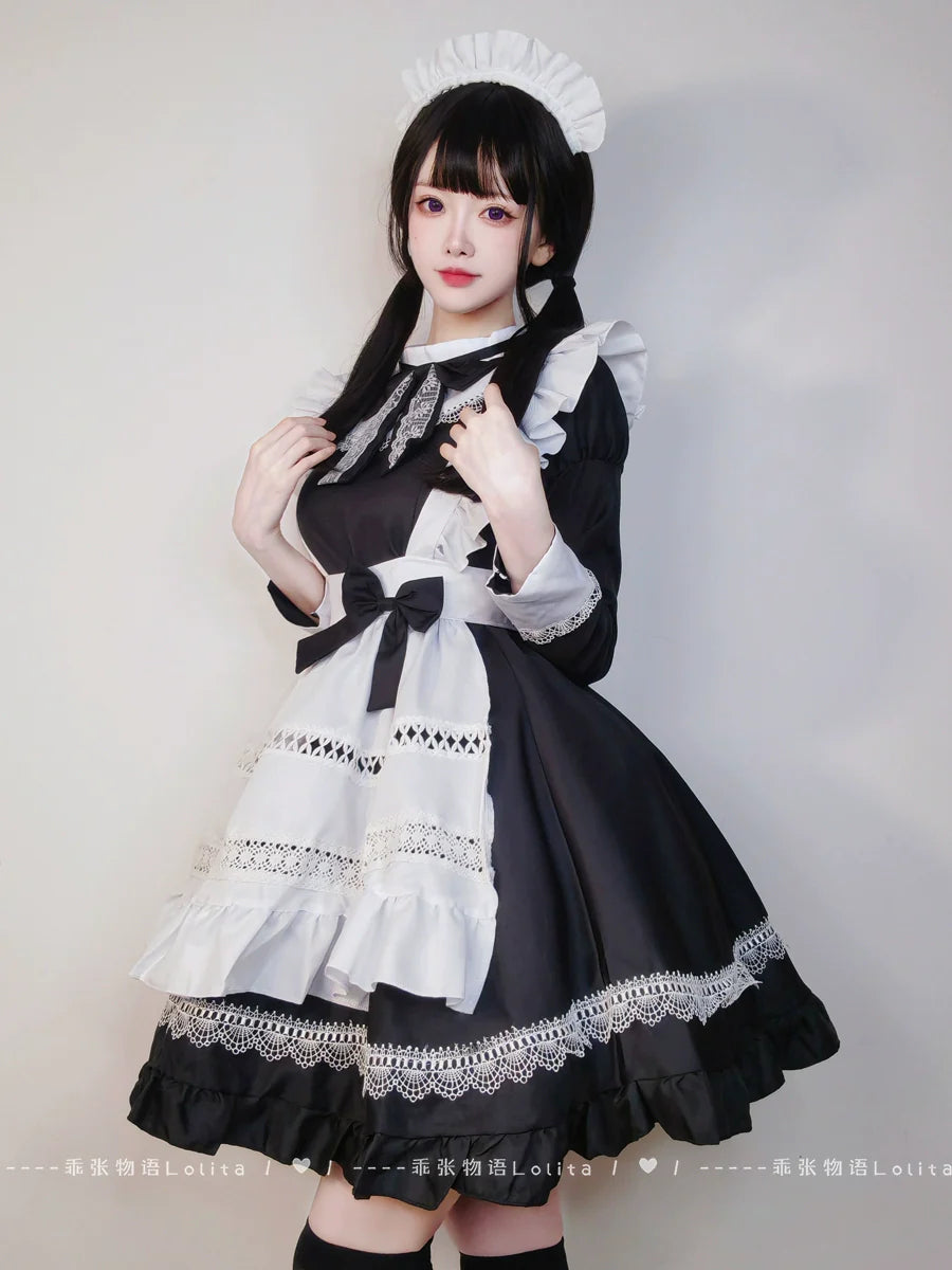 S-5XL British Aristocratic Elegance Gothic Maid Long-sleeved Dress Sexy Lolita