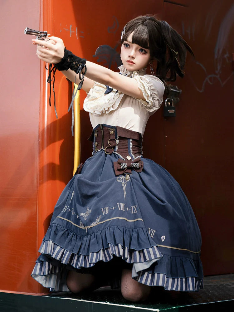 Whispers of Time in a Lolita Skirt: Steampunk Embroidery, Vintage Aesthetic