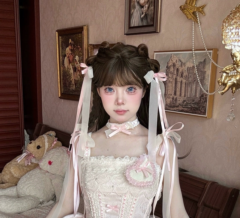 Whimsical Pastel Lolita Dress with Embroidered Animal Motifs and Ruffled Skirt