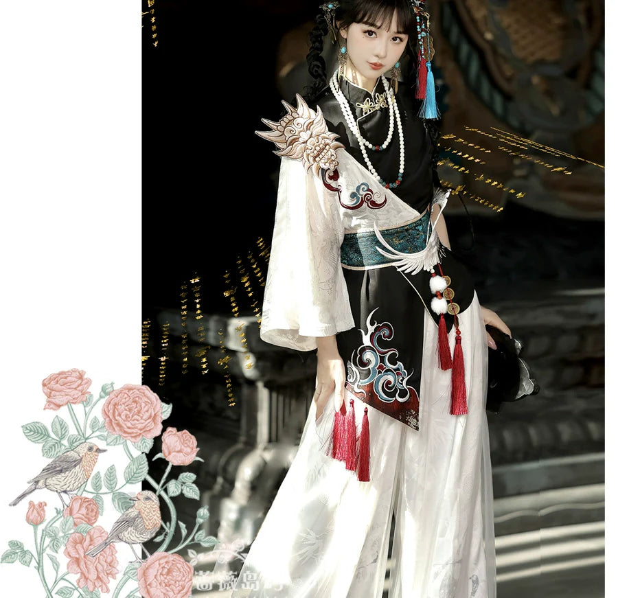 Original Chinese Style Hanfu-Inspired Ethnic Wear - Top & Pants Set