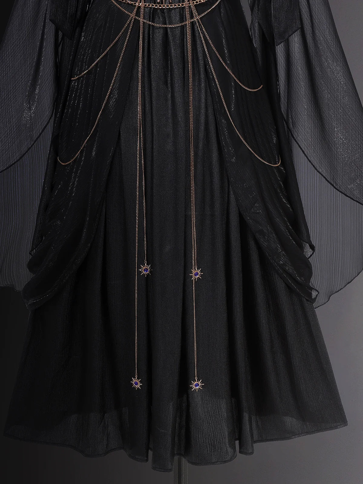 Dark fairy maxi dress: A perfect blend of lace and tassels