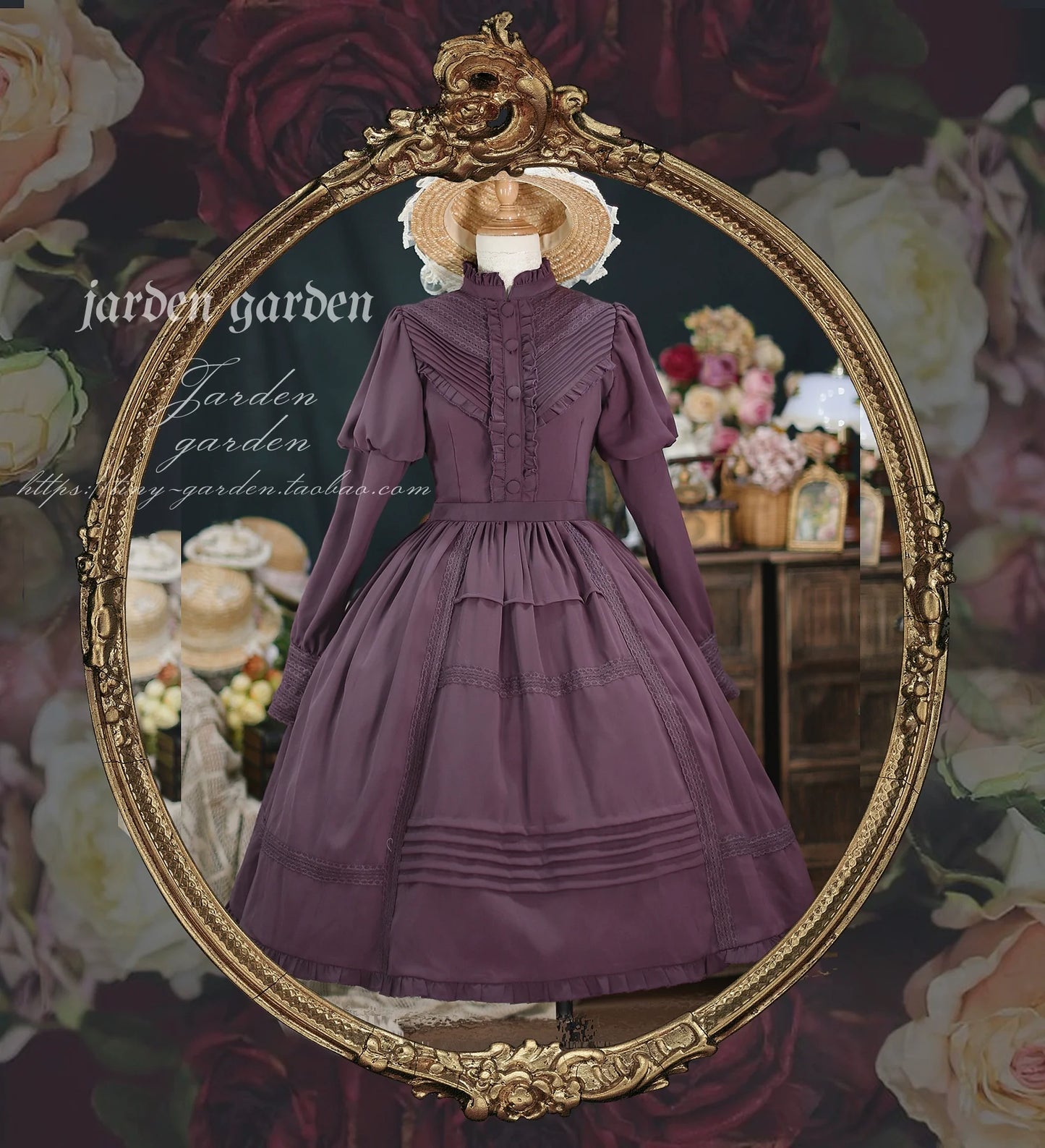 Black Forest Charm: Elegance Classic Vintage Lamb Leg Sleeve Stand-Up Collar Lolita OP Dress in Seven Colors