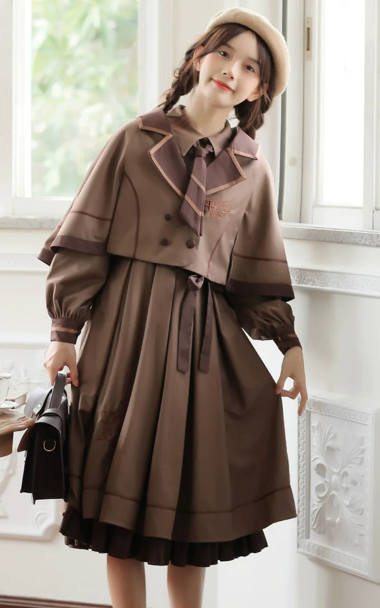 French Retro Lolita JK Dress Vintage Dress Cloak Suit