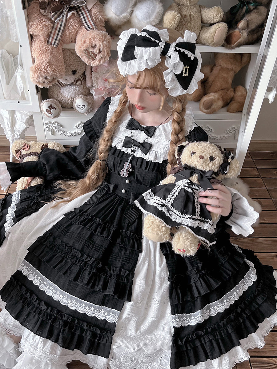 Elegant Doll-like Lolita OP - Retro Charm and Multifunctional Details
