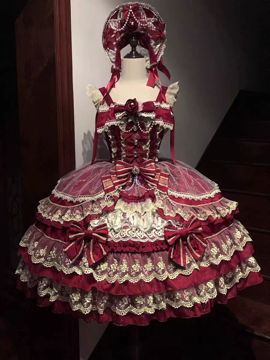Gothic Lolita Dress with Intricate Lace and Elegant Bows - multiple colors Fantasy Style