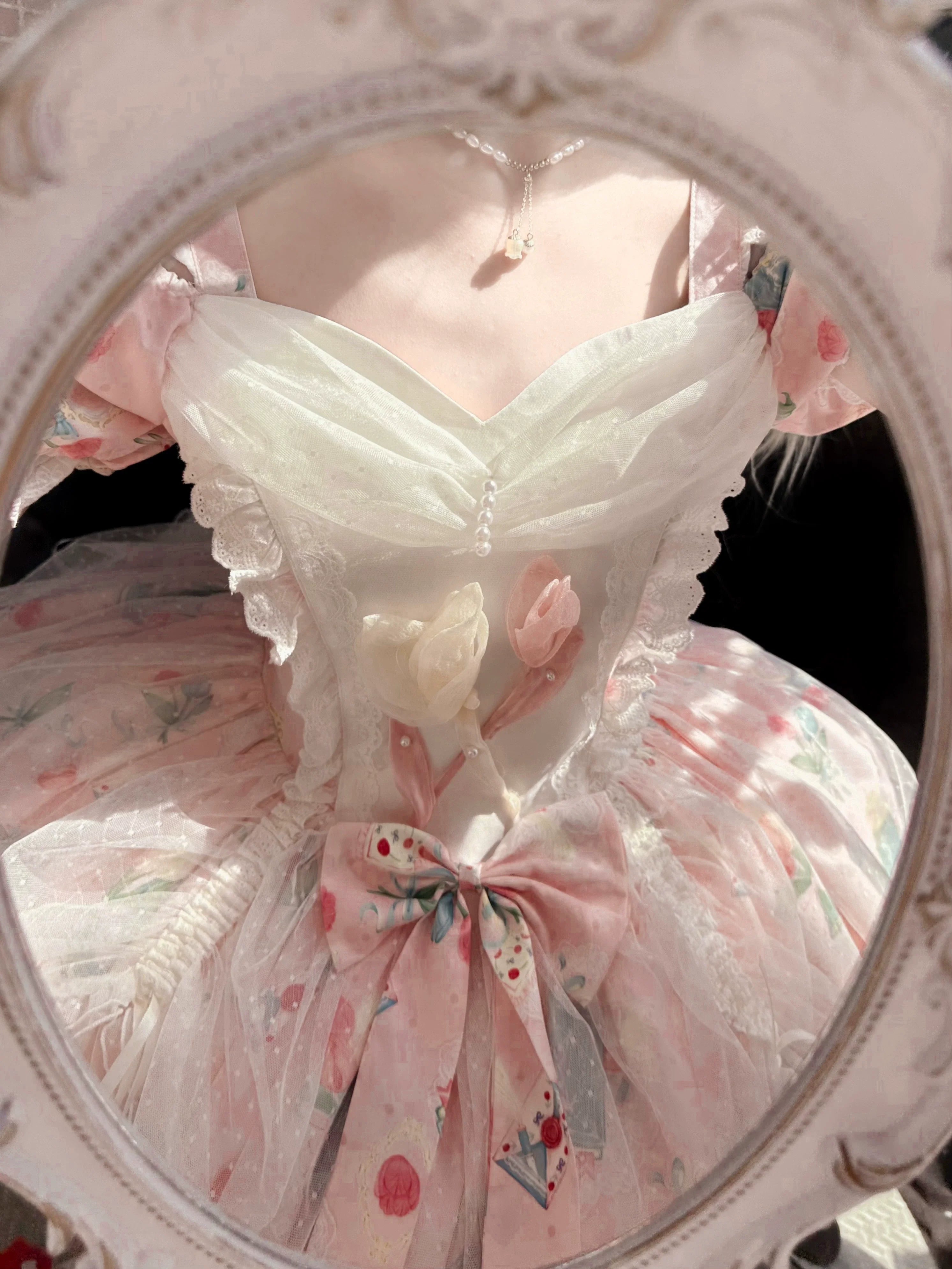 Vintage-Sweet Style Arrives! Mint-Green Print Lolita Dress with Lace Trim – Create a Retro-Sweet Girl Look