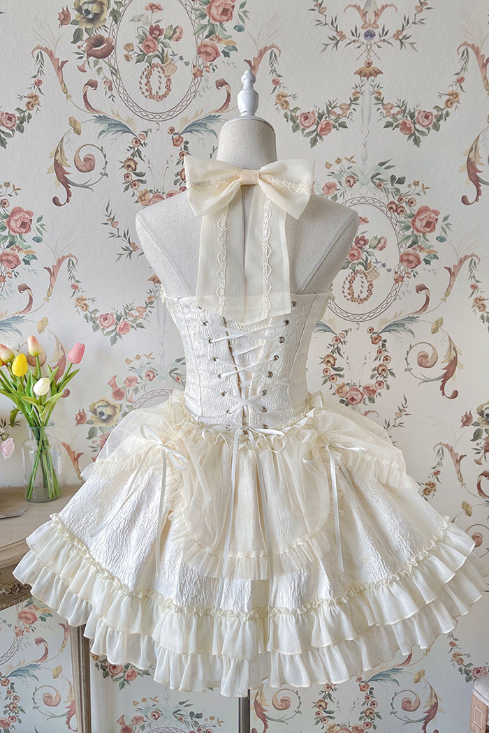 Fairy-Tale Ballet Doll Lolita Halter Dress with Corset Lace-Up and Ruffled Layers – Available in 8 Colors