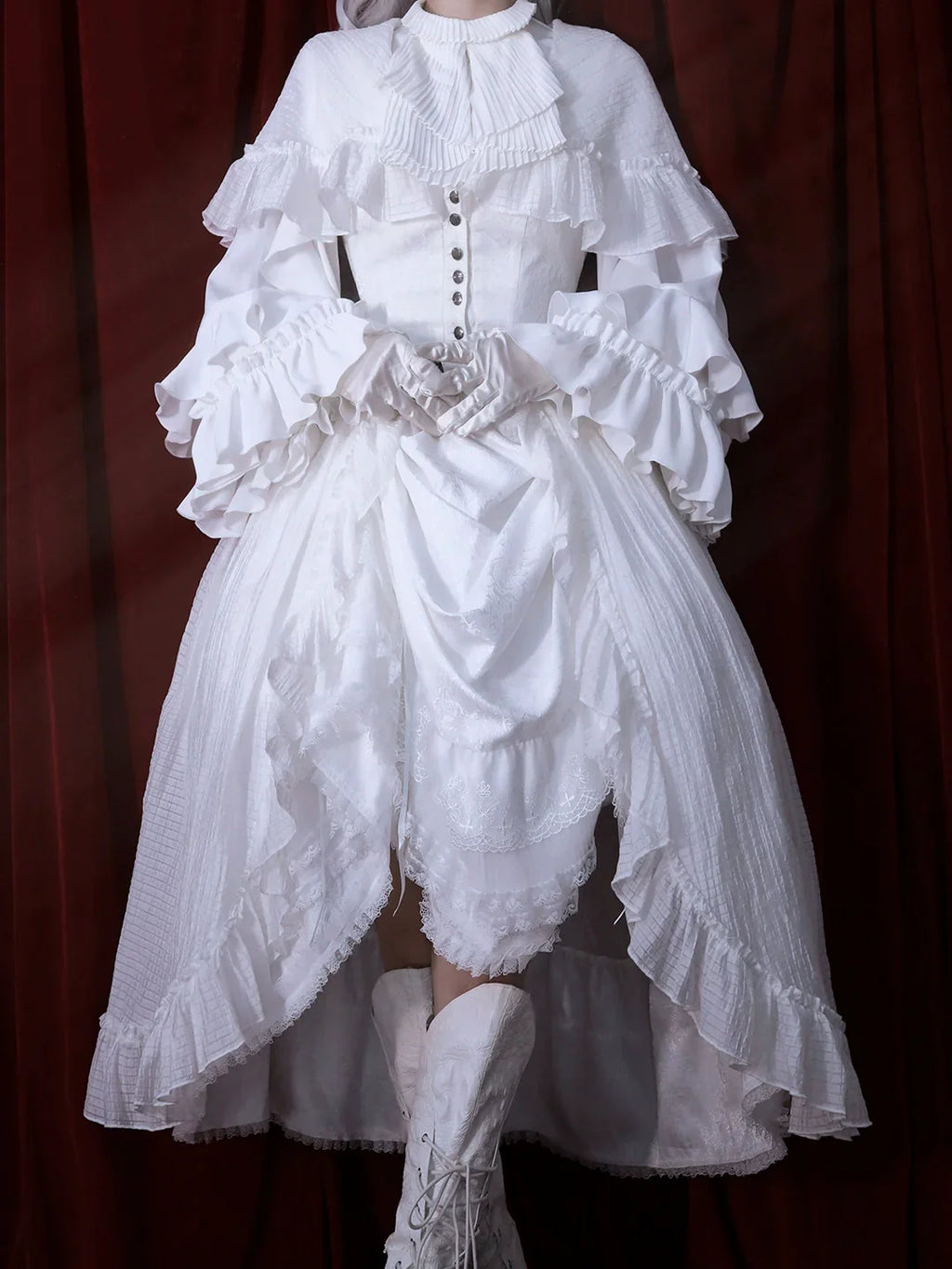 S-XL Elk [Guardian] Black and white vests for men and women, witch-style suits with hoods, long skirts and capes