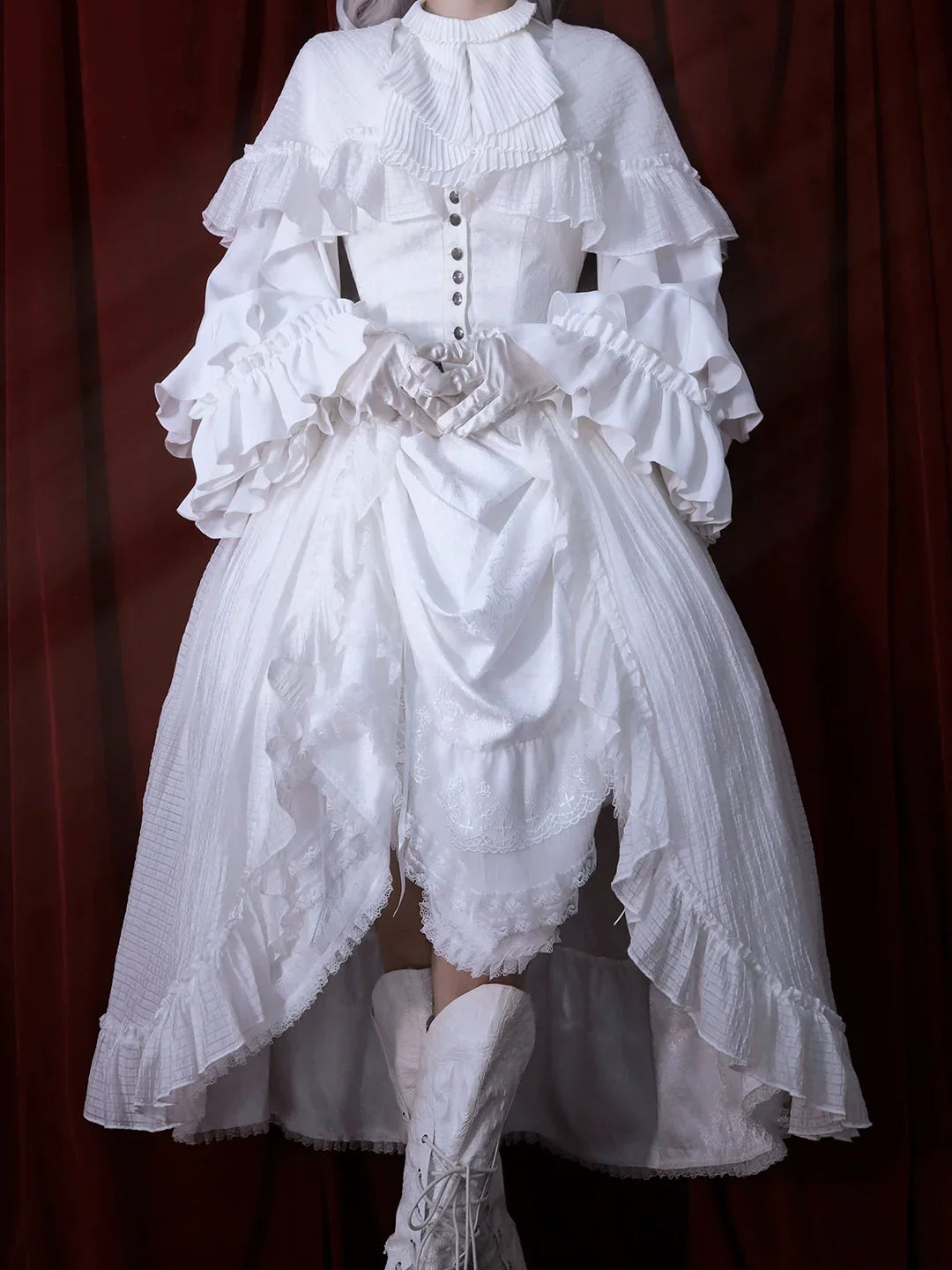 S-XL Elk [Guardian] Black and white vests for men and women, witch-style suits with hoods, long skirts and capes