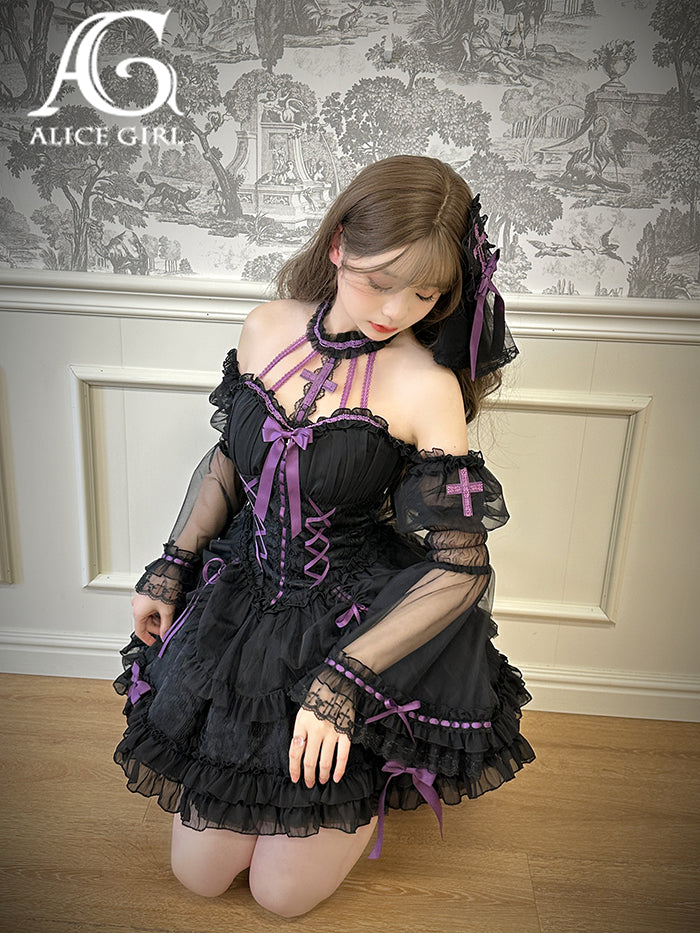 Fairy-Tale Ballet Doll Lolita Halter Dress with Corset Lace-Up and Ruffled Layers – Available in 8 Colors