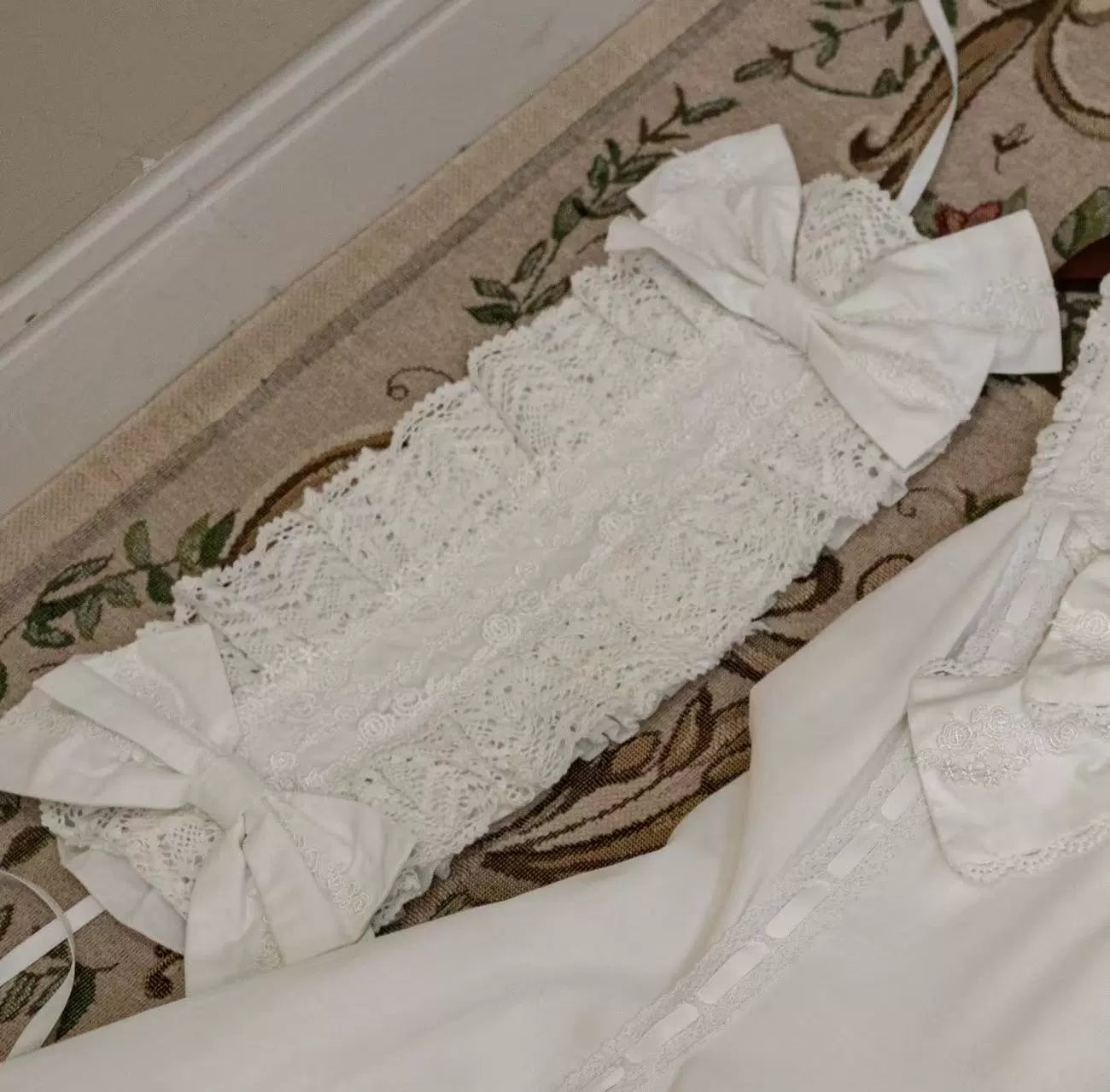 Elegant Black and White Lolita JSK with Detachable Apron