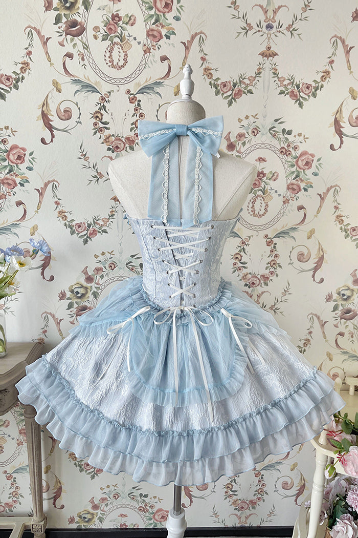 Fairy-Tale Ballet Doll Lolita Halter Dress with Corset Lace-Up and Ruffled Layers – Available in 8 Colors