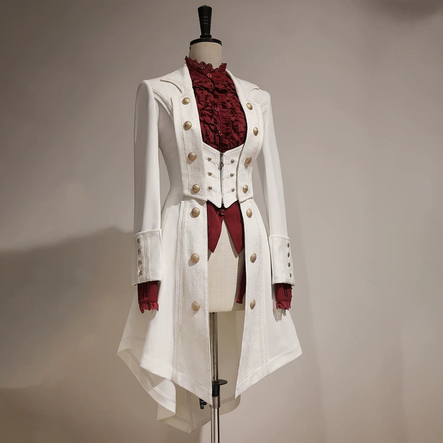 Elegant Black and White Lolita Coat - Versatile Gothic Statement Piece for Formal Events