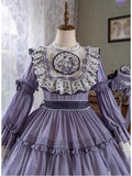Elegant Lavender Lolita OP Dress with Lace and Ruffled Trims - Versatile and Whimsical Vintage-Inspired Fashion