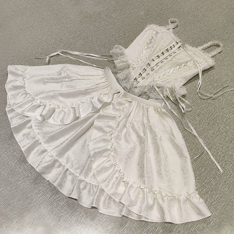 The matching single item of the fishbone bra and the curtain lift skirt Lolita skirt