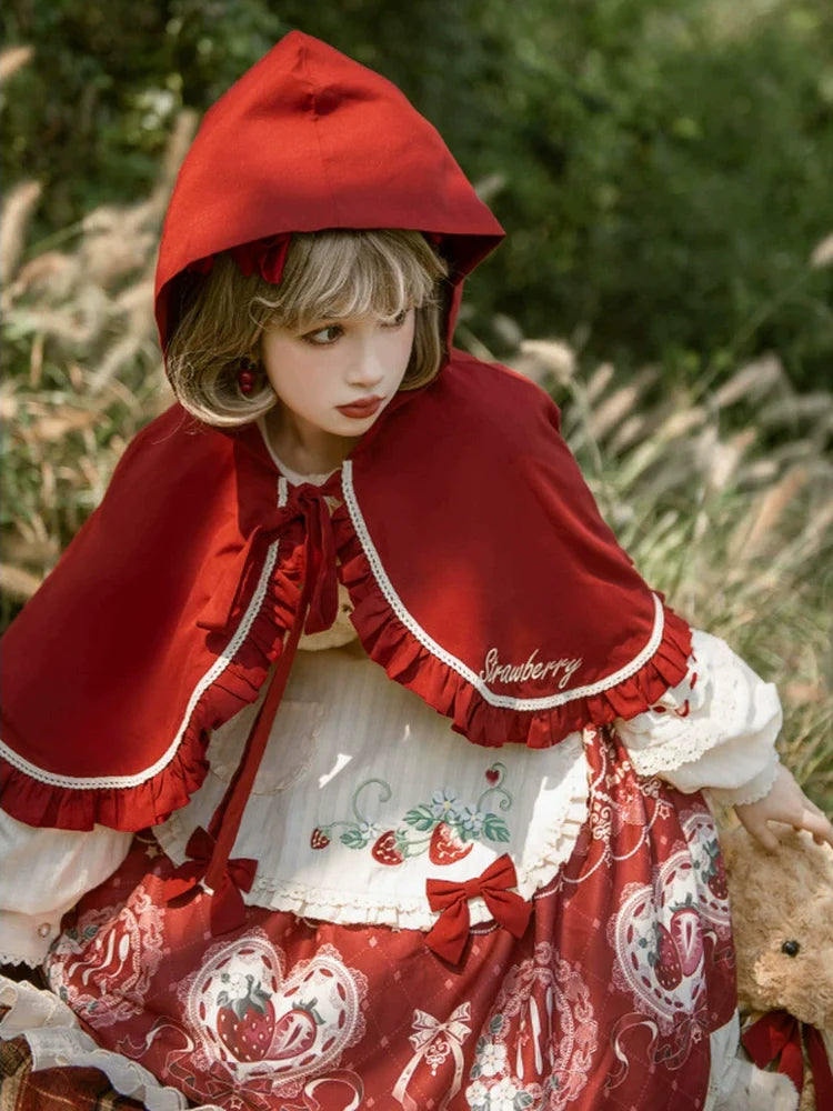 Lolita Sweetheart: Vintage Red-Brown & Cream Fairy-Tale Dress