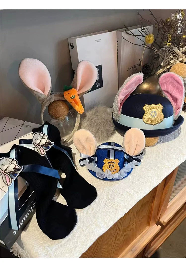 Rabbit Police Officer Lolita Dress for Girls - Navy Blue Whimsical Princess Costume